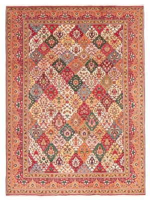 Alfombra de lana oriental anudada a mano tradicional roja oscura de 9'6" x 12'11" vintage Foto 1 de 4