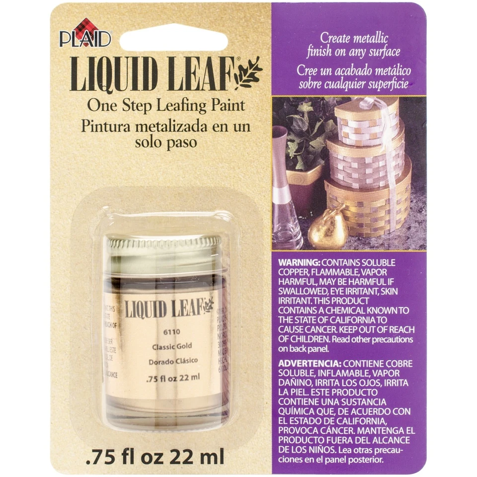 Plaid:Craft 6110 Liquid Leaf One-Step Leafing Paint .75oz-Classic Gold - Image 1 of 1