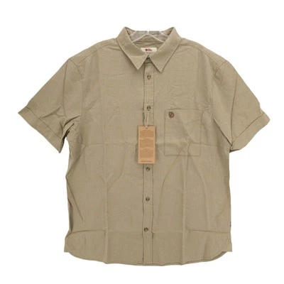 NWT FJALLRAVEN Ovik Travel Shirt Men's Short Sleeve Sand Stone Hemp Blend L XL - Image 1 of 4