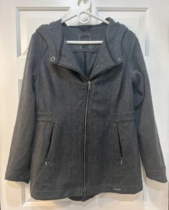 SmartWool Full Zip Merino Wool Hooded Jacket Women Sz M Hooded Pea Coat Casual - Picture 1 of 14