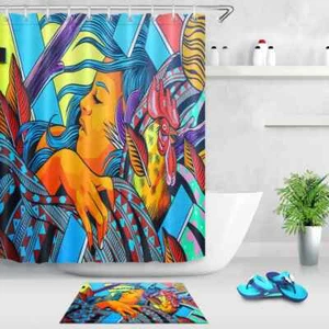 Art Girl Waterproof Bathroom Polyester Shower Curtain Liner Water Resistant - Bild 1 von 8