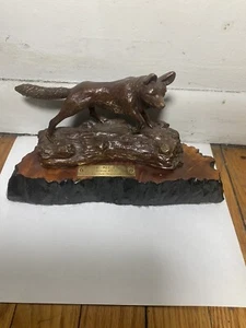 VINTAGE BRONZE FOX Bydickslaviacz SCULPTURE HUNT ORIGINAL signed - Picture 1 of 6