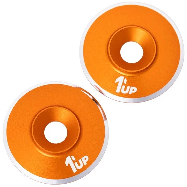 1UP Aluminum LowPro (Low Profile) Wing Washers M3 Orange Shine 2pcs 820621 - Image 1 of 1
