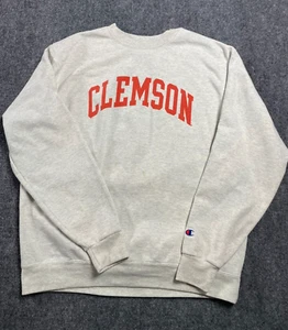 Champion Clemson University Tigers Para Hombre Gris Bordado Cuello Redondo Sudadera L - Imagen 1 de 19