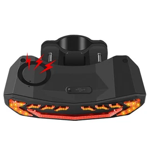 LED Fahrrad Blinker Blinkleuchte 110dB Alarm USB Fernbedienung Diebstahlsicherung schwarz - Bild 1 von 12