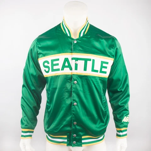 Seattle green-and-gold retro 90s throwback jacket, Starter-style, new Cover