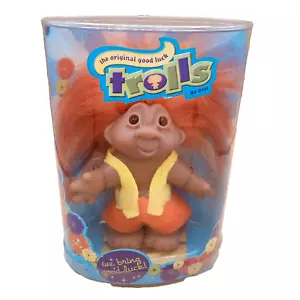 2005 Jakks The Original Good Luck Troll Orange Hair NIP 5" - Picture 1 of 4