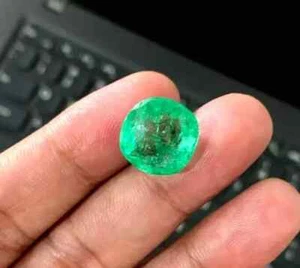 11 CT+ Piedras Preciosas Sueltas Esmeralda Verde Colombiana Certificado Natural Corte Cojín - Imagen 1 de 6