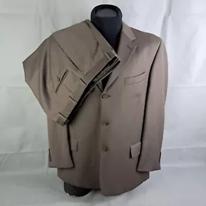 Vintage Pierre Cardin Suit Mens 46R 2pc 40x31" Brown Worsted Wool 3-Butt Pleated - Picture 1 of 17