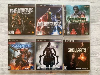 SONY PS3 inFamous 1 2 & Bionic Commando & Singularity & Darksiders 1  2 Japan - Image 1 of 4