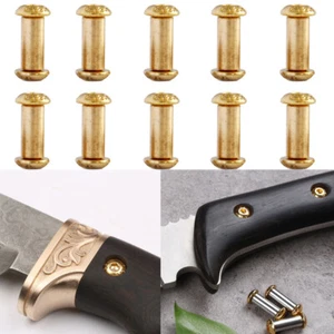 10* Brass Knife Handle Rivets Pins Knife Fasteting Screws Lock Bolts Hexagon NEW - Picture 1 of 8