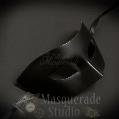 Mens Eye Mask Phantom of the Opera Venetian Minimalist Masquerade Mask [Black] - Image 1 of 4
