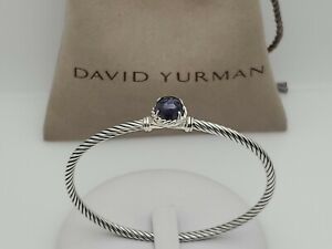 David Yurman chatelaine Bracelet With Black Orchid Sterling Silver 3mm Size M