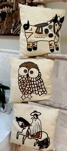 Vintage  Ethnic Hand Embroidered Wool  Pillow Covers - 3 Available - you choose - Picture 1 of 9