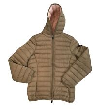 Geographical Norway Ladies Puffer Jacket Beige Size 12 Hooded Padded Lightweight