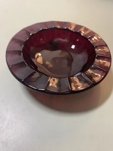 Vtg ANCHOR HOCKING ROYAL RUBY Glass Salt Dip 4" ROUND FOOTED BOWL/DISH/ ASHTRAY - Picture 1 of 6