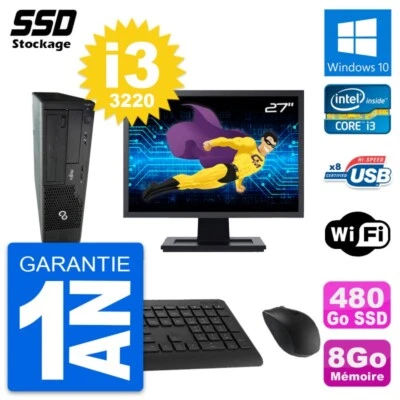 PC Fujitsu E510 Dt Pantalla 27" Intel i3-3220 RAM 8Go SSD 480Go Windows 10 Wifi - Imagen 1 de 4