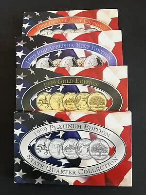 1999 State Quarter Collection - Gold, Platinum, Denver, & Philadelphia w/ COA - Image 1 of 4