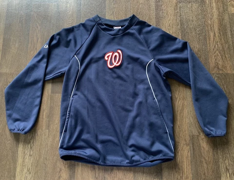 Vintage Washington Nationals Pullover Adult Large Navy Therma Base MLB L Cover