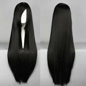 US Stock 31 pollici donna capelli lunghi dritti costume festa cosplay parrucca Halloween - Foto 1 di 3
