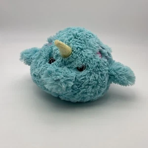 MINI NARWHAL BEBÉ APLASTABLE AQUA ROSA DIFUSO SUAVE PLSUH ANIMAL DE PELUCHE 7"" RARO - Imagen 1 de 7
