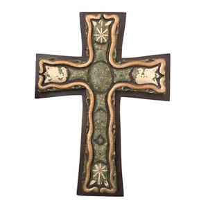 Crocifisso Zarebski pietra azteca Maya messicana 3D, arte religiosa, vintage MCM - Foto 1 di 23