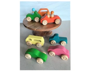  Wooden Montessori Toys Set Of 7 Cars - Picture 1 of 3