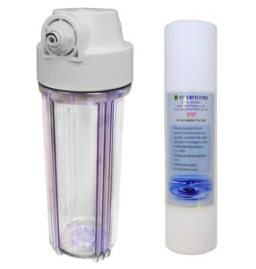 10" Clear Water Filter Housing and Sediment Filter 1/2” Ports 1/4" PF Fittings - Picture 1 of 5