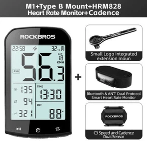 ROCKBROS Bike Computer GPS Speedometer Heart Rate Monitor Cadence Speed Sensor - Picture 1 of 25