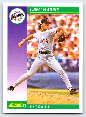 1992 Score #378 Greg Harris San Diego Padres Baseball Card - Image 1 of 2