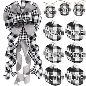 Christmas Bow Tree Topper Plaid Large Christmas Tree Topper Buffalo Plaid Dec... - Picture 1 of 9