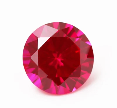 Lab Created Ruby Corundum Round Faceted AAA Loose Gemstones (1mm - 17mm) - Image 1 of 3