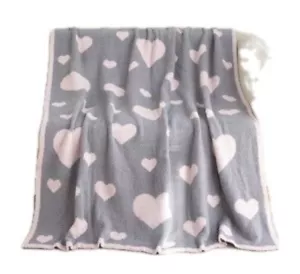 Brand New World Softest Blanket Valentines Day Gray And Pink Hearts 50x60 Blanke - Picture 1 of 1