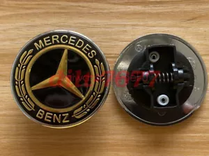 Schwarz Gold Motorhaube Flach Stern Emblem für Mercedes Benz A B C E S SLK Klasse 57mm - Bild 1 von 7