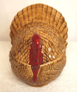 Fat Tom Turkey Ceramic Cookie Jar, Brown & Red  6" x 6.5" - Picture 1 of 3