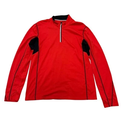 ID Ideology Colorblock Performance Shirt Size L Red Black Long Sleeve Athleisure - Image 1 of 4