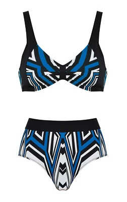 NATURANA Bikini Gr. Cup C 48 schwarz royal blau  77132 mit Schalen - Bild 1 von 4