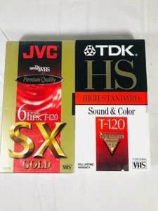 VHS Kassetten 6 Stunden neu versiegelt JVC TDK 2 Kassetten kostenloser Versand - Bild 1 von 2