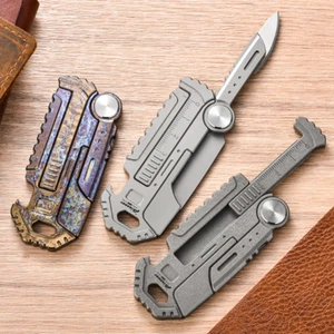 Titanium Alloy Utility Knife Multi Tools Car Keychain Home Tool Folding Knife - Picture 1 of 15