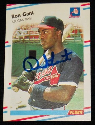 Tarjeta de béisbol de novato autografiada Fleer 1988 de Ron Gant (Atlanta Braves) Foto 1 de 2