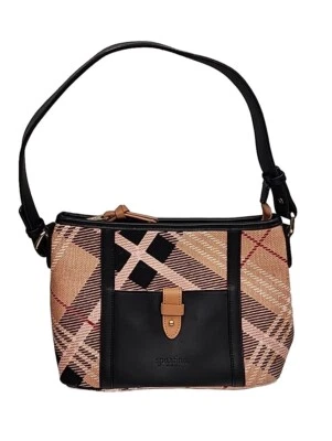 Spartina 449 Plaid Handbag Black Tan - Image 1 of 4