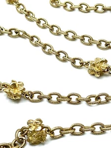 Etruscan Revival Gold Gilt Textured Rosettes Station Layering Necklace ESTATE - Picture 1 of 8