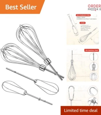 Stainless Steel Hand Mixer Beaters Whisks Pack Replacement for KitchenAid - Image 1 of 4