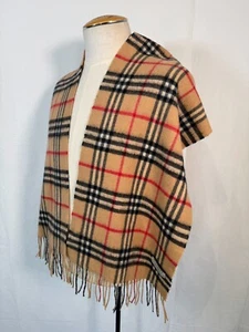 Sciarpa vintage Burberry 100% cashmere marrone a quadri Nova Check made in Scotland - Foto 1 di 11