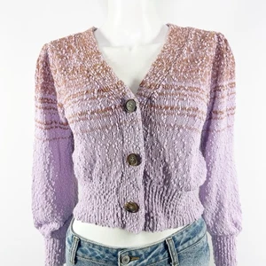 J. Crew Purple Boucle Knit Cardigan Sweater Size S Cardigan Classic Preppy - Picture 1 of 8