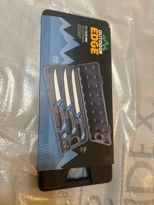 Открытый край Reelflex Pak 4 изделия филе нож комплект синий ручки в чехле новый! - Изображение 1 из 3