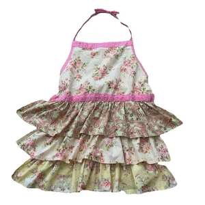 Ruffle Apron Full Floral Paisley Cottage-core Shabby Chic Tiered - Picture 1 of 4