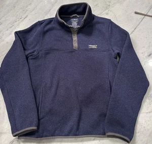LL Bean Fleece Sweater Men’s Small Blue Navy 1/4 Quarter Snap Pullover Casual S - Picture 1 of 3