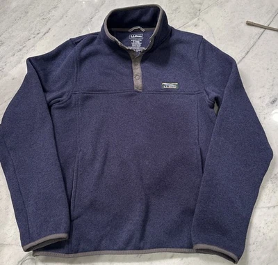 LL Bean Fleece Sweater Men’s Small Blue Navy 1/4 Quarter Snap Pullover Casual S - Image 1 of 3