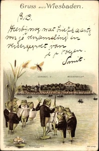 Litho Wiesbaden in Hessen, Kursaal, Musikpavillon, Froschchor - 4065964 - Picture 1 of 2